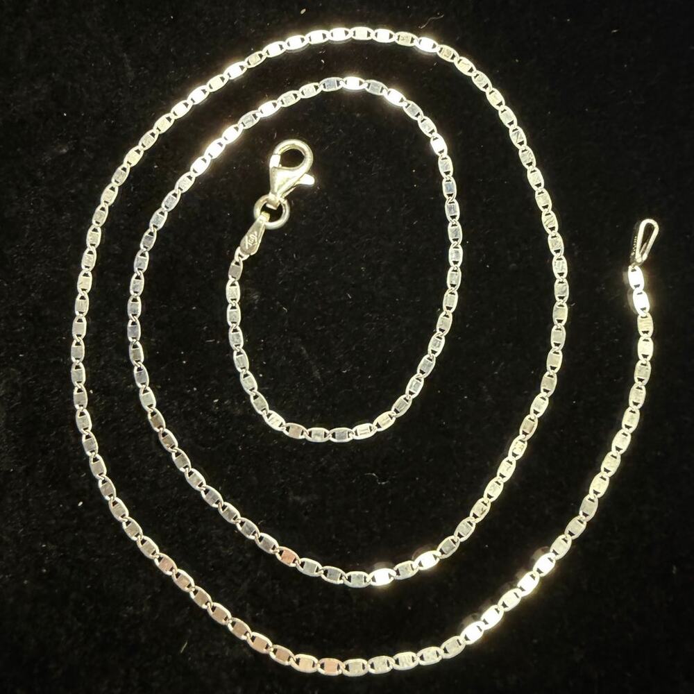 Solid 925 Sterling Silver Valentino Chain Necklace 18" Long 2mm Wide